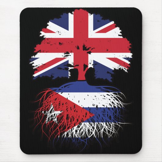 Tapis De Souris Drapeau des racines de l'arbre cubain britannique (Devant)