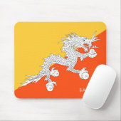 Tapis De Souris Drapeau du Bhoutan avec votre nom (Avec souris)