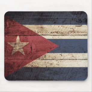 Tapis De Souris Drapeau du Cuba sur le vieux grain en bois