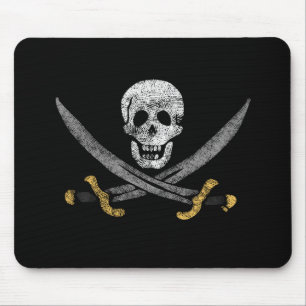 Tapis De Souris Drapeau du pirate du crâne et des épées