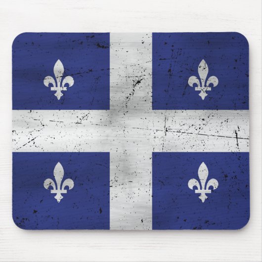 Tapis De Souris Drapeau du Québec style grunge érodé (Devant)