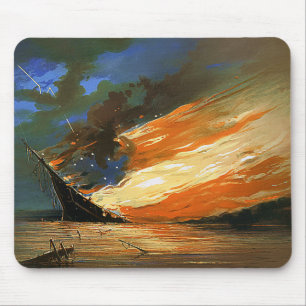 Tapis de souris drapeau en feu abstrait vintage
