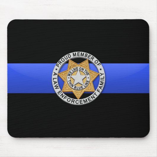 Tapis De Souris Drapeau et insigne de la Ligne Bleue Mince (Devant)