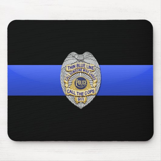 Tapis De Souris Drapeau et insigne de la Ligne Bleue Mince (Devant)
