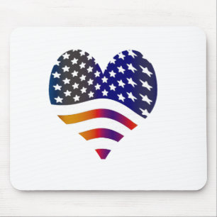 Tapis De Souris drapeau etats-unis cœur amour américain honneur tr