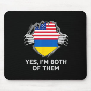 Tapis De Souris Drapeau États-Unis Ukraine Homme Moitié Américain