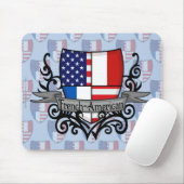 Tapis De Souris Drapeau Français-Américain de bouclier (Avec souris)