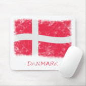 Tapis De Souris Drapeau grunge du Danemark (Avec souris)