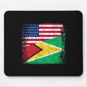 Tapis De Souris Drapeau guyanais à moitié vintage Guyana États-Uni