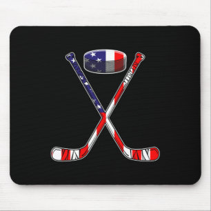 Tapis De Souris Drapeau Hockey Américain 4 juillet Fun Hommes Garç