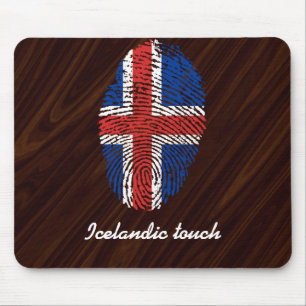 Tapis De Souris Drapeau islandais d'empreinte digitale de contact