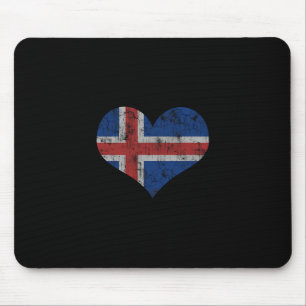 Tapis De Souris Drapeau Islande Islandais Amour Cœur Maison Vacanc