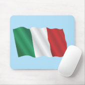 Tapis De Souris Drapeau italien au vent sous ciel bleu (Avec souris)