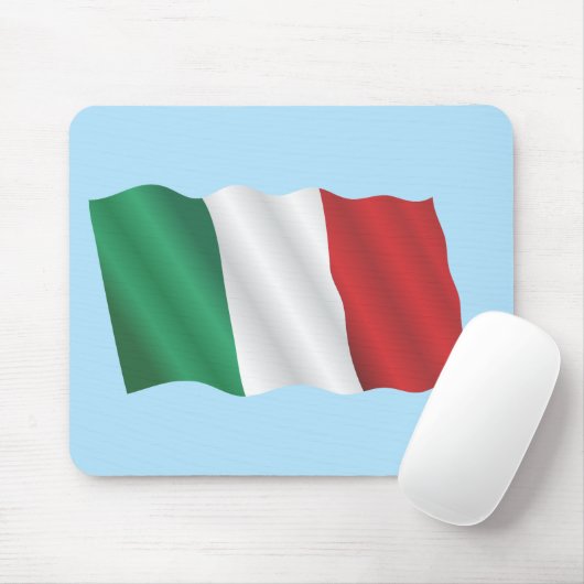 Tapis De Souris Drapeau italien au vent sous ciel bleu (Avec souris)