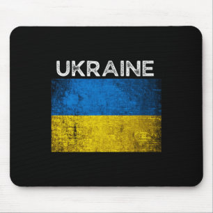Tapis De Souris Drapeau jaune bleu ukrainien avec le mot Ukraine e