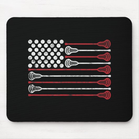 Tapis De Souris Drapeau Lacrosse USA (Devant)
