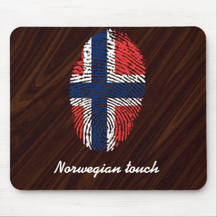 Tapis De Souris Drapeau norvégien d'empreinte digitale de contact
