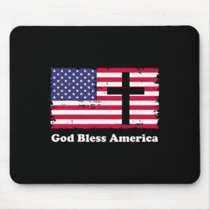 Tapis De Souris Drapeau patriotique Dieu bénisse l'Amérique avec c