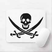Tapis De Souris Drapeau pirate crâne épées croisées (Avec souris)