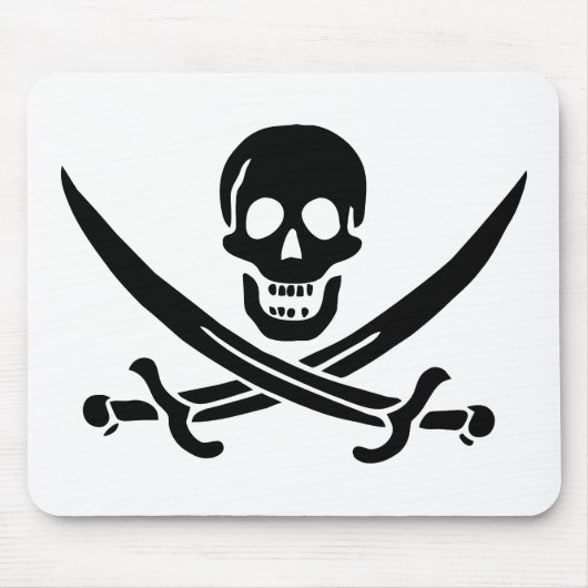 Tapis De Souris Drapeau pirate crâne épées croisées (Devant)