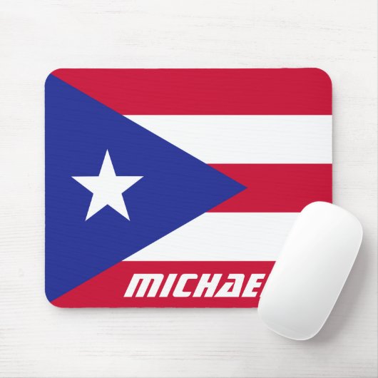 Tapis De Souris Drapeau Porto Rico avec Monogramme (Avec souris)