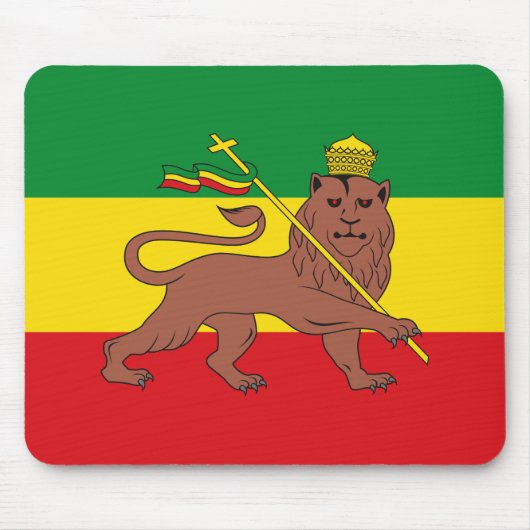 Tapis De Souris Drapeau rastafarien d'Ethiopie Lion de Juda Postca (Devant)