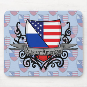 Tapis De Souris Drapeau Russe-Américain de bouclier