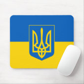 Tapis De Souris Drapeau ukrainien avec armoiries (Avec souris)