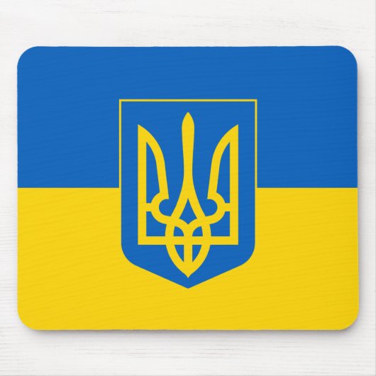 Tapis De Souris Drapeau ukrainien avec armoiries (Devant)