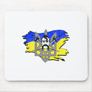 Tapis De Souris Drapeau ukrainien Cosaque guerrier ukrainien Tryzu