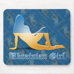 Tapis De Souris Drapeau ukrainien de silhouette de fille