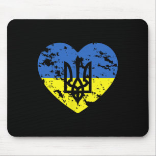 Tapis De Souris Drapeau ukrainien et soutien en forme de cœur Tryz