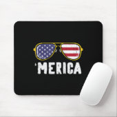Tapis De Souris Drapeau US Sunglass Merica Memorial Day Patriotes  (Avec souris)