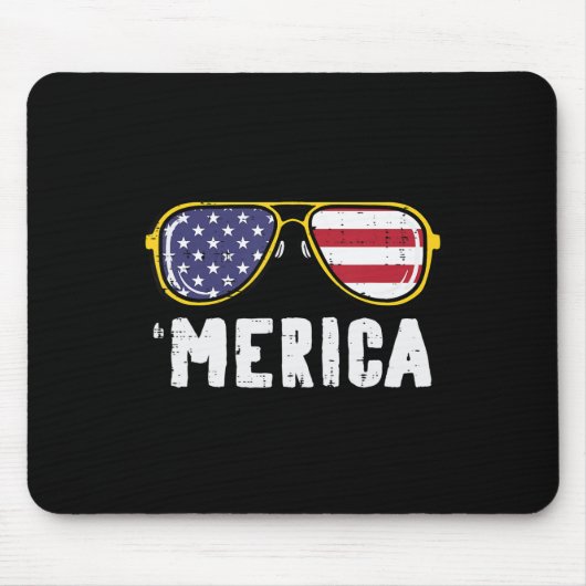 Tapis De Souris Drapeau US Sunglass Merica Memorial Day Patriotes  (Devant)