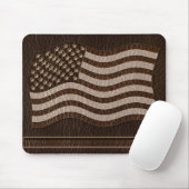 Tapis De Souris Drapeau USA aspect cuir foncé (Avec souris)