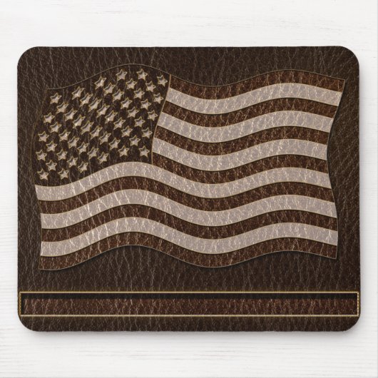 Tapis De Souris Drapeau USA aspect cuir foncé (Devant)