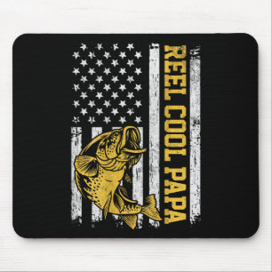 Tapis De Souris Drapeau Usa Bobine Papa Cool Design de pêche patri