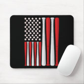 Tapis De Souris Drapeau Usa - Drapeau de baseball américain - Base (Avec souris)