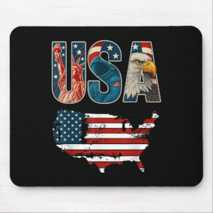 Tapis De Souris Drapeau Usa États-Unis Patriotique 4 Juillet Améri
