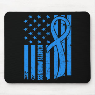 Tapis De Souris Drapeau Usa Guerrier diabétique Bleu Diabète Type