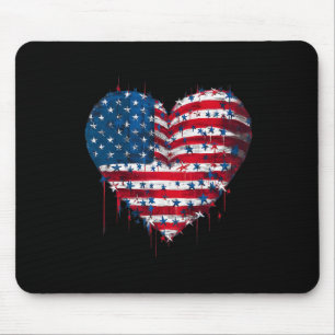 Tapis De Souris Drapeau Usa Patriotique Américain Cœur Forces Armé