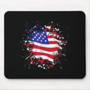 Tapis De Souris Drapeau USA Splash _ Joyeuse fête de l'Indépendanc