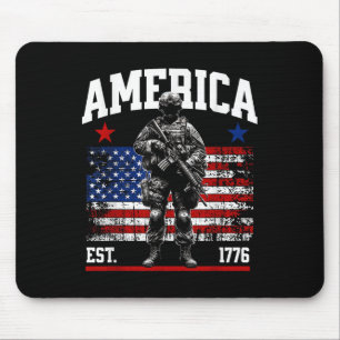 Tapis De Souris Drapeau Vintage Américain Patriotique 1776 4 Juill