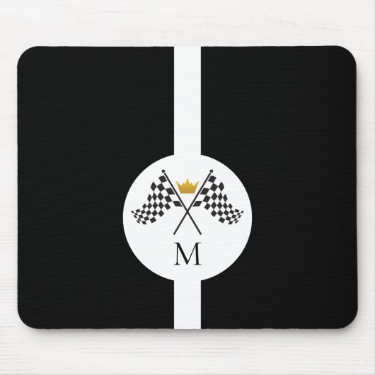 Tapis De Souris Drapeaux à damier Monogramme initial (Devant)