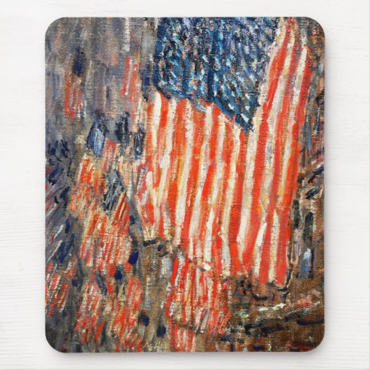 Tapis De Souris Drapeaux sur le Waldorf par Childe Hassam. Art (Devant)