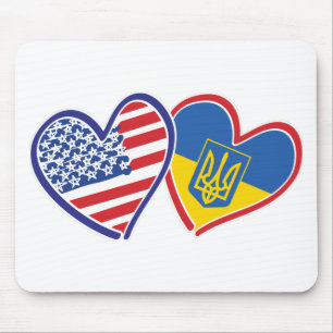 Tapis De Souris Drapeaux USA-Ukraine