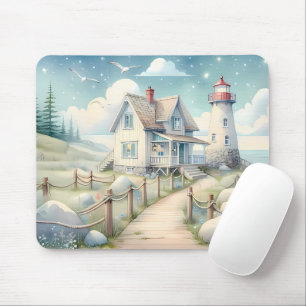 Tapis De Souris Dreamy Pastel Lighthouse by the Sea