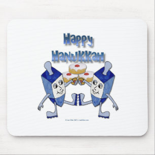 Tapis De Souris Dreidels de Hanoukka dansants et beignets de gelée