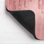 Tapis De Souris Dripping in Rose Gold Glitter Pretty Pink Drips (Coin)