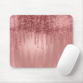 Tapis De Souris Dripping in Rose Gold Glitter Pretty Pink Drips (Avec souris)